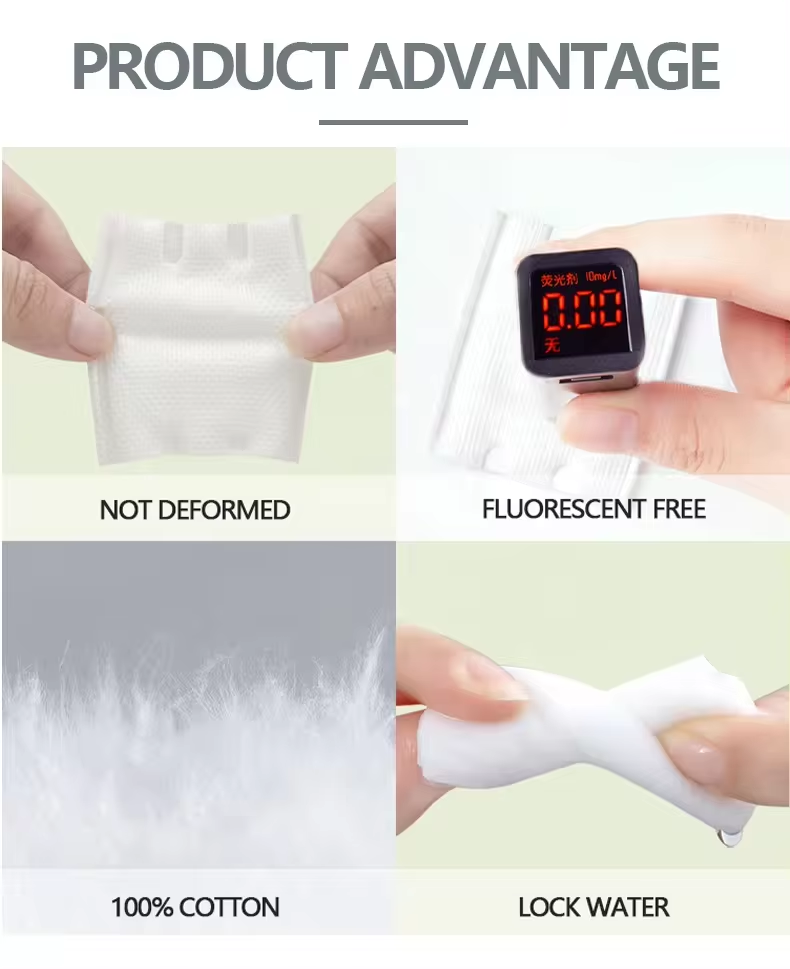 Disposable facial cleansing cotton square makeup removers pads hypoallergenic 100% pure cotton Disposable facial cleansing cotton square makeup removers pads hypoallergenic 100% pure cotton
