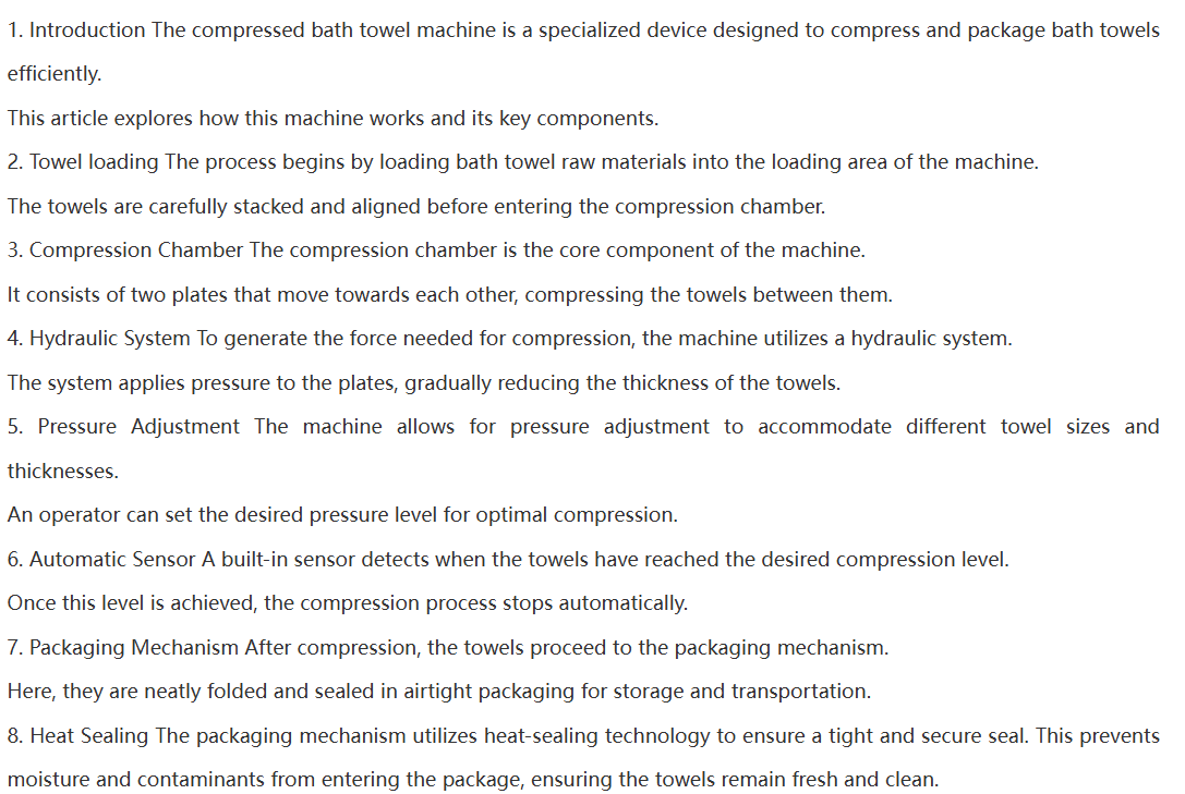 High Speed Automatic Compressed Bath Towel Machine High Speed Automatic Compressed Bath Towel Machine