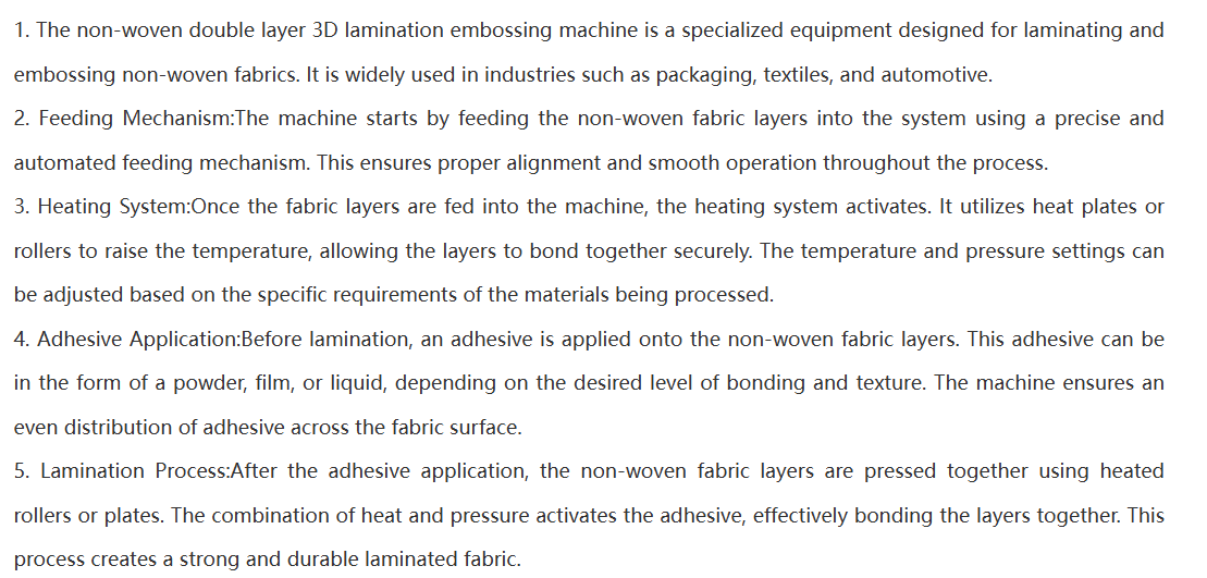 Non woven Fabric Double Layer 3D Lamination Embossing Machine Non woven Fabric Double Layer 3D Lamination Embossing Machine