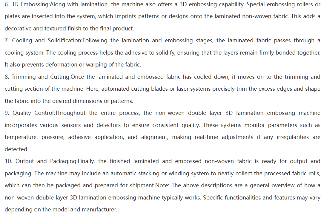 Non woven Fabric Double Layer 3D Lamination Embossing Machine Non woven Fabric Double Layer 3D Lamination Embossing Machine