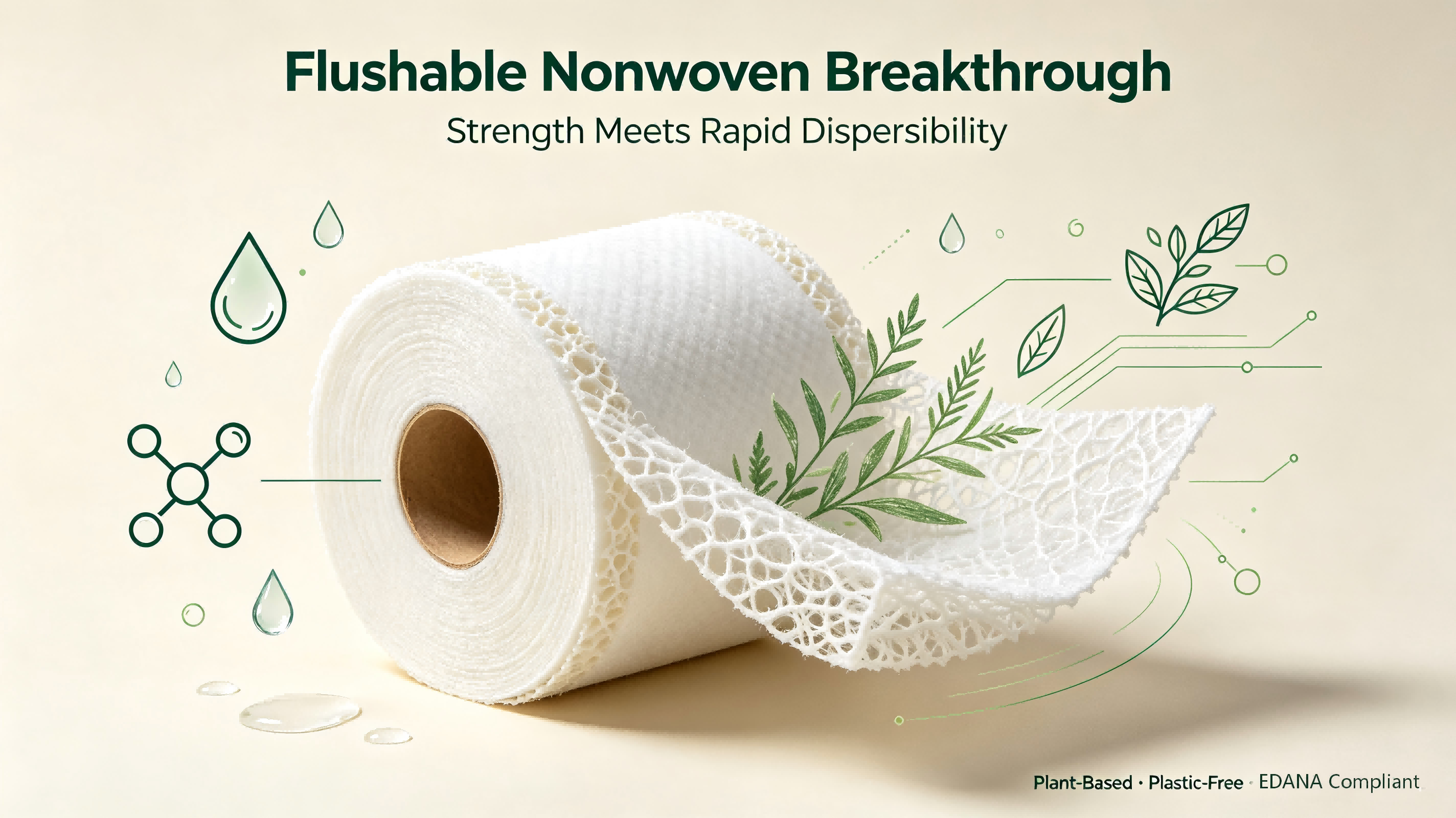 Flushable Nonwoven for wet toilet tissue